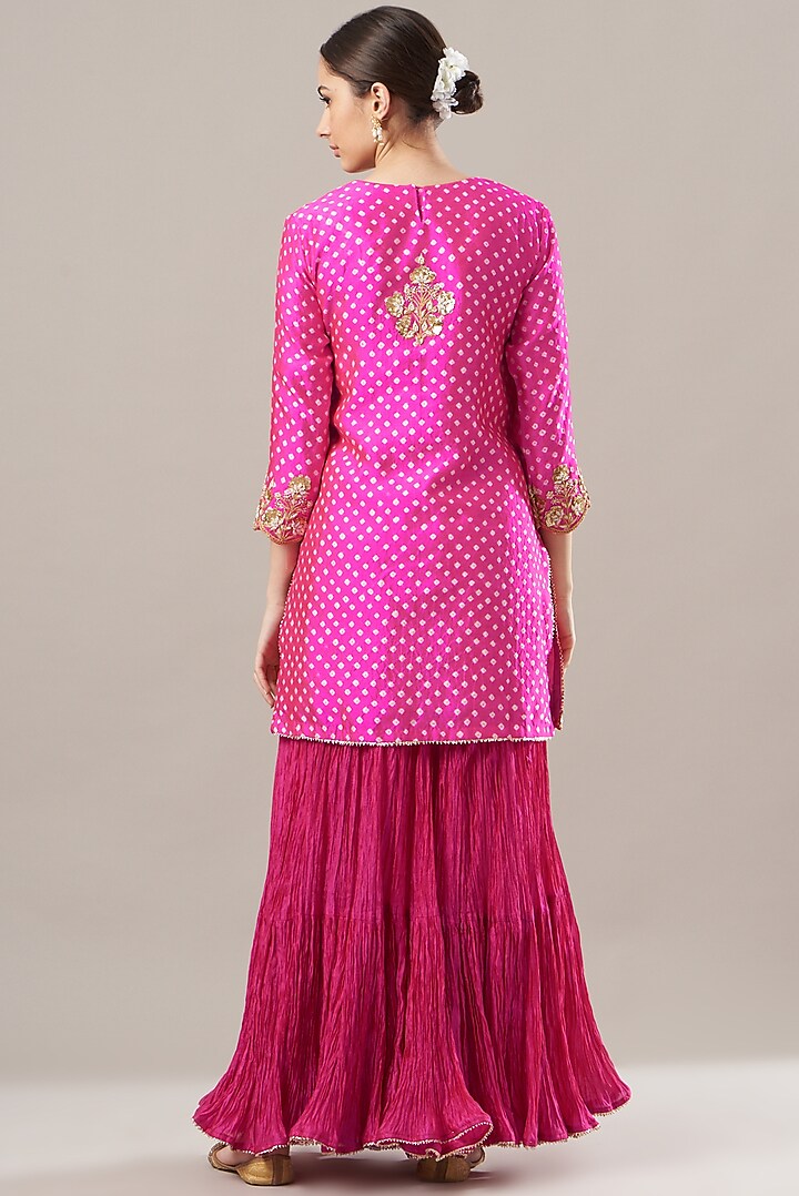 Hot Pink Silk Skirt Set by SURBHI SHAH at Pernia's Pop Up Shop