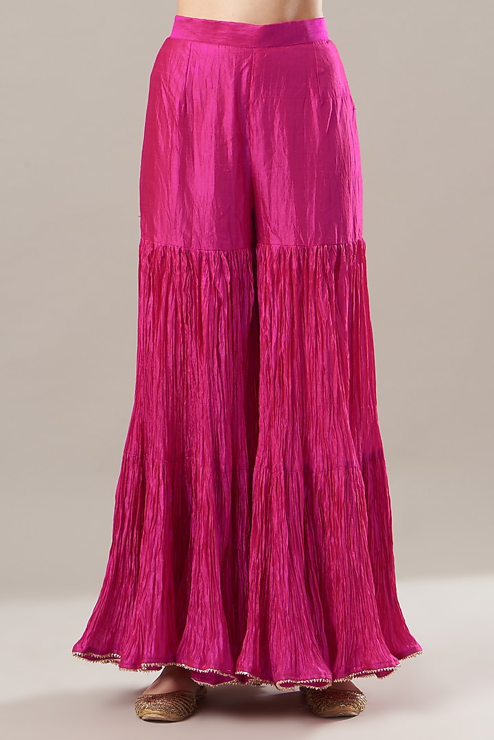 Hot Pink Silk Skirt Set by SURBHI SHAH at Pernia's Pop Up Shop