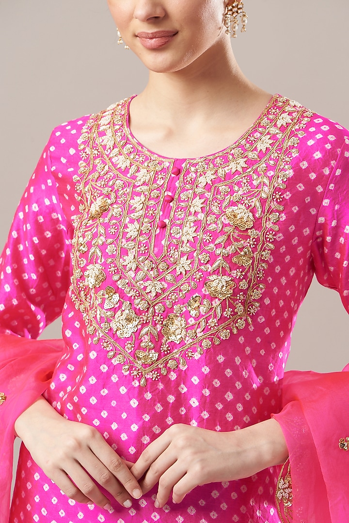 Hot Pink Silk Skirt Set by SURBHI SHAH at Pernia's Pop Up Shop