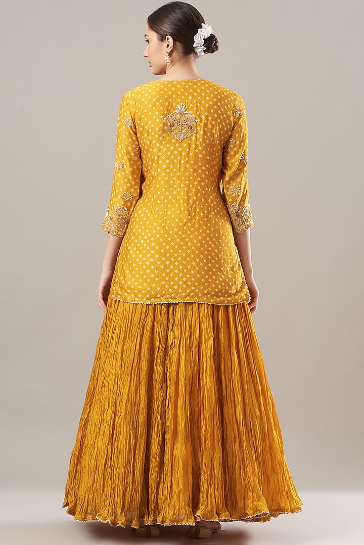 Mustard Yellow Silk Skirt Set by SURBHI SHAH at Pernia's Pop Up Shop