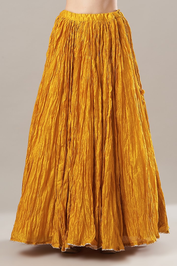 Mustard Yellow Silk Skirt Set by SURBHI SHAH at Pernia's Pop Up Shop