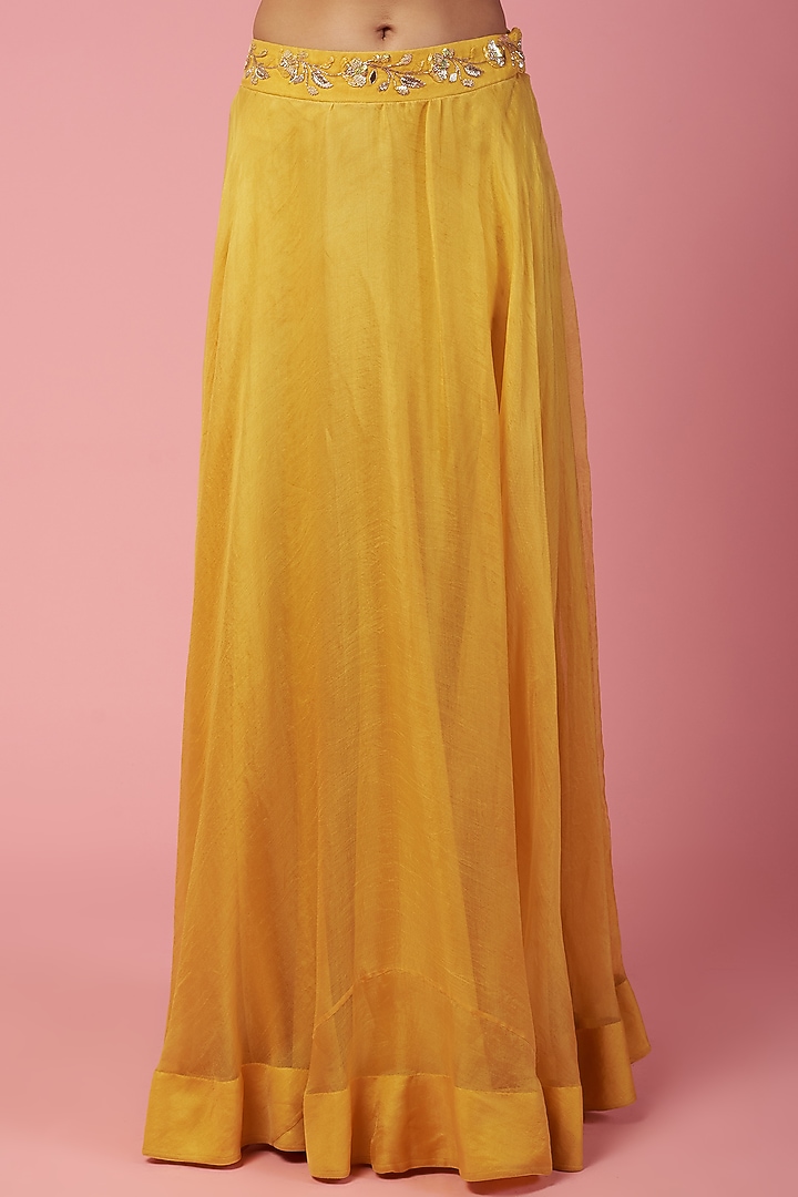 Deep Yellow Embroidered Jacket Set by SURBHI SHAH at Pernia's Pop Up Shop
