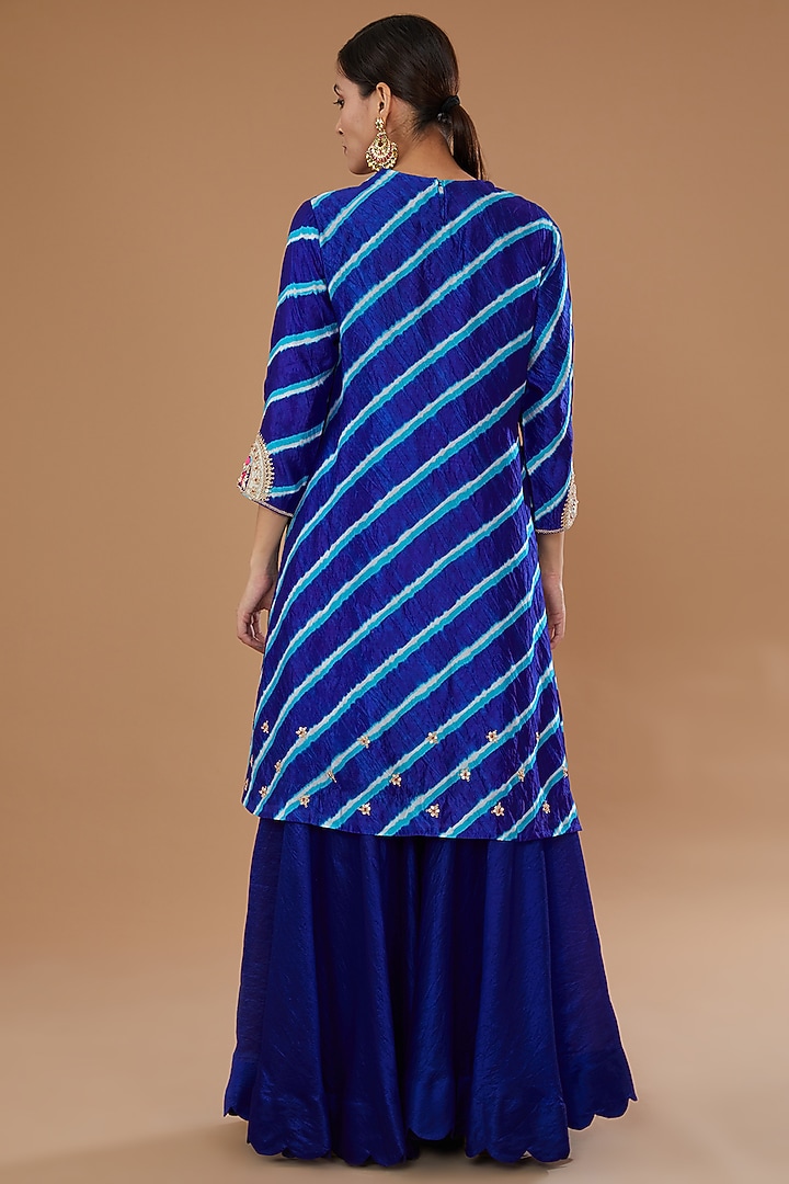 Blue Pure Kora Silk Gharara Set by SURBHI SHAH at Pernia's Pop Up Shop
