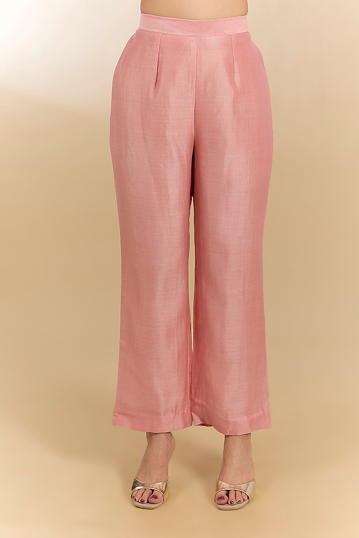 Powder Pink Chanderi Marori Work Kurta Set by Surbhi Shah at Pernia's Pop Up Shop