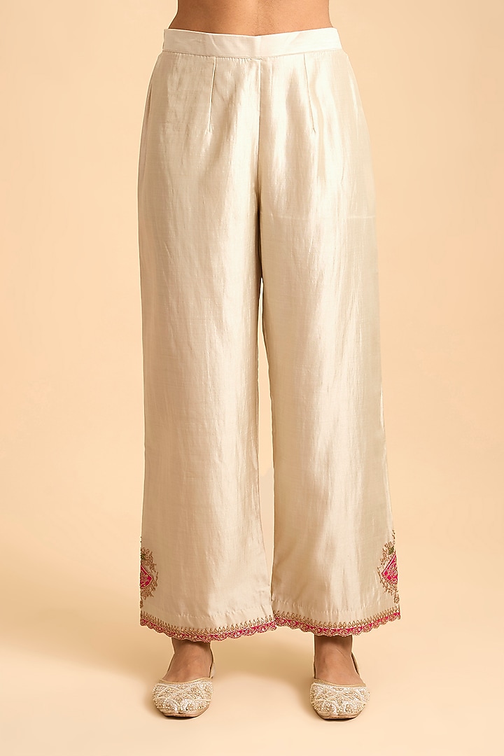 Parrot Green Spun SIlk Marori Embroidered Bandhani Kurta Set by Surbhi Shah at Pernia's Pop Up Shop