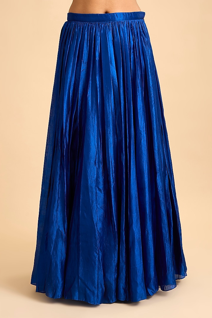 Midnight Blue Spun Silk Mukesh Work Kurta Set by Surbhi Shah at Pernia's Pop Up Shop