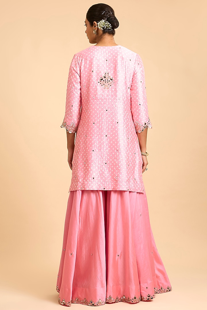 Powder Raspberry Pink Spun Silk Wedding Sharara Set by Surbhi Shah at Pernia's Pop Up Shop