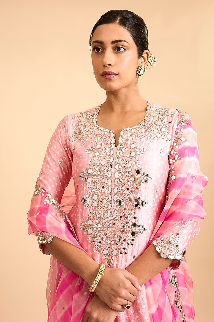 Powder Raspberry Pink Spun Silk Wedding Sharara Set by Surbhi Shah at Pernia's Pop Up Shop