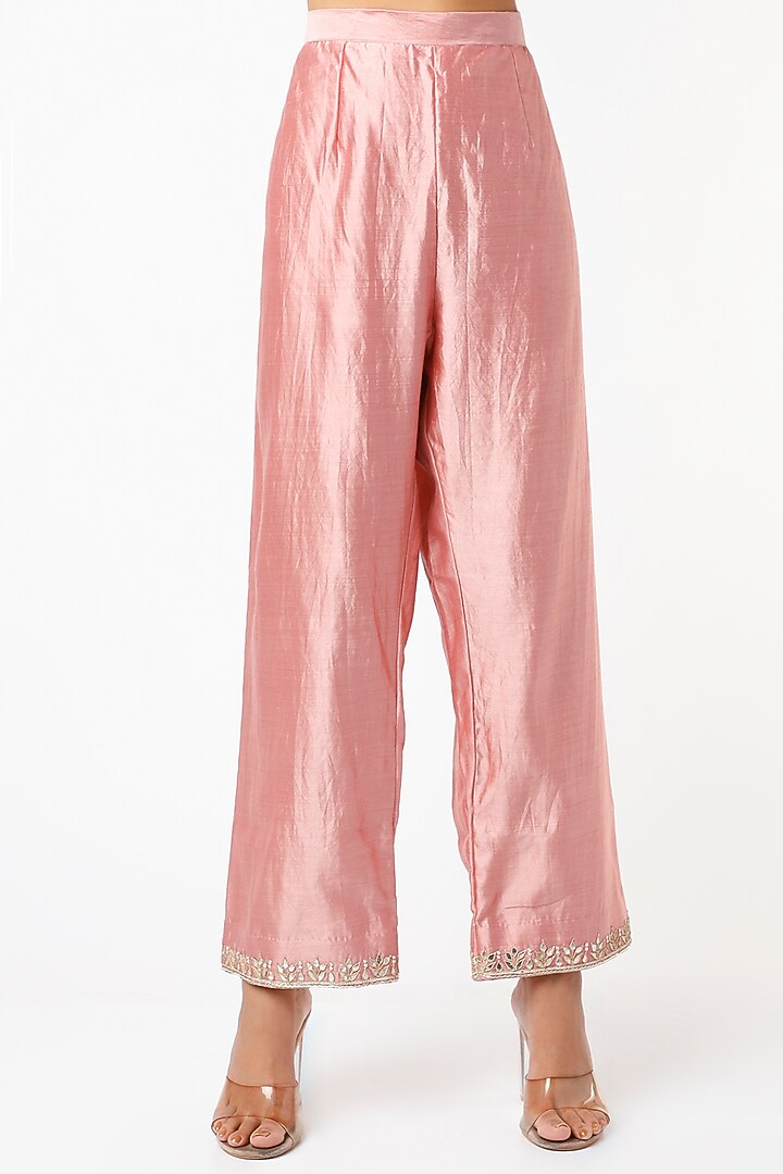 Rose Gold Hand Embroidered Kurta Set by SURBHI SHAH at Pernia's Pop Up Shop
