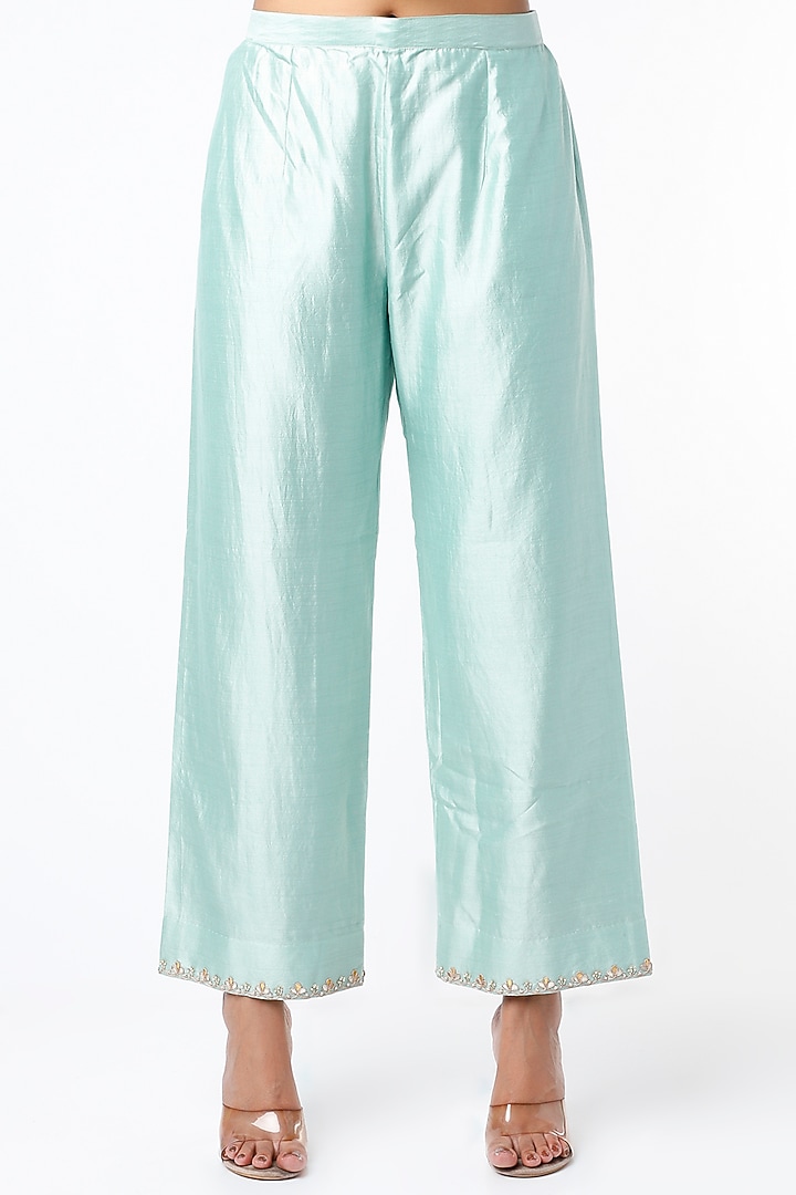 Powder Blue Hand Embroidered Kurta Set by SURBHI SHAH at Pernia's Pop Up Shop