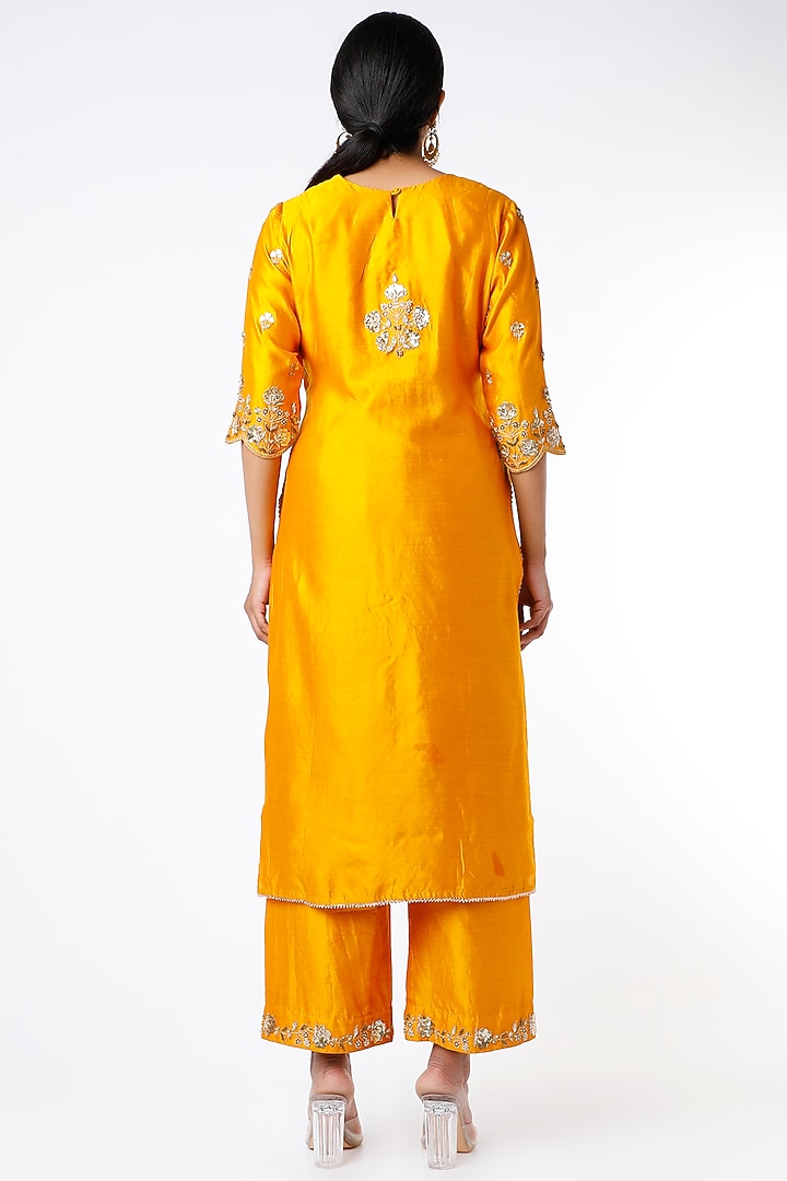Yellow Sequins Hand Embroidered Kurta Set by SURBHI SHAH at Pernia's Pop Up Shop