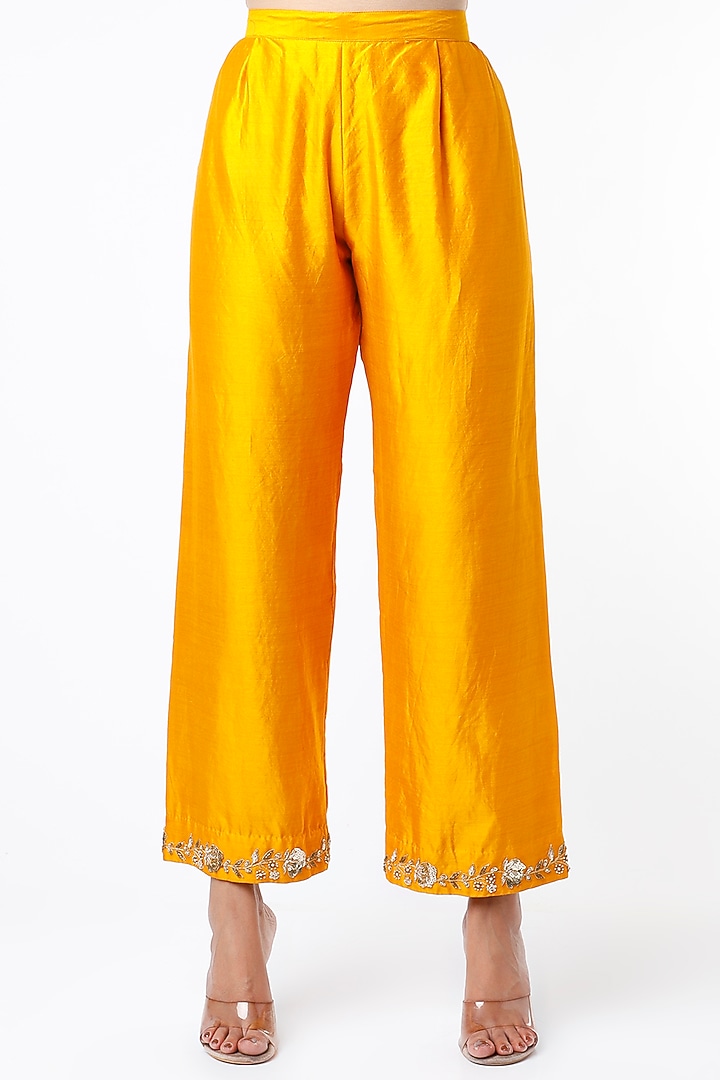 Yellow Sequins Hand Embroidered Kurta Set by SURBHI SHAH at Pernia's Pop Up Shop