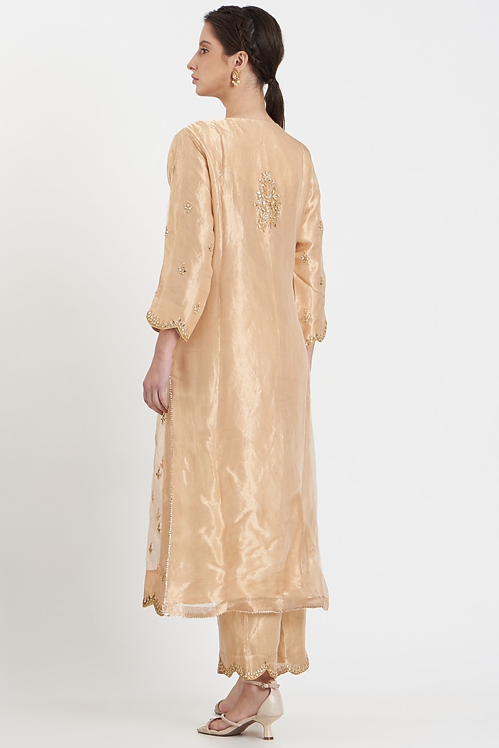 Golden Embroidered Kurta Set by SURBHI SHAH at Pernia's Pop Up Shop