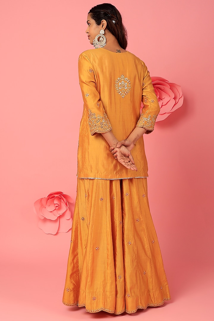 Buttery Yellow Pure Spun Silk Wedding Sharara Set by SURBHI SHAH at Pernia's Pop Up Shop