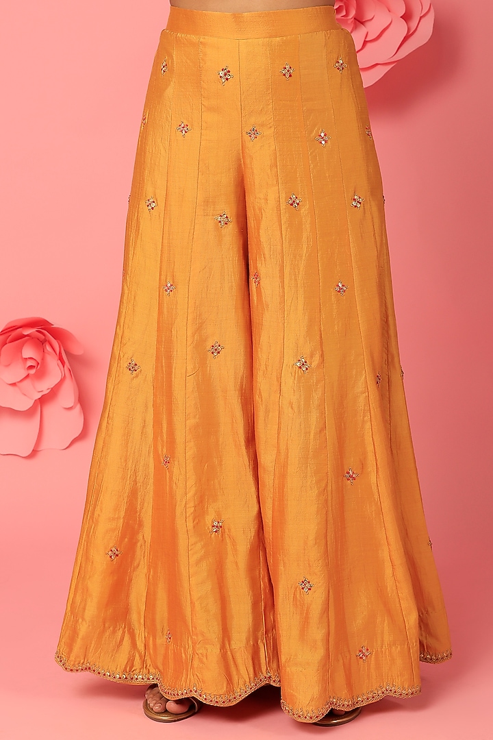 Buttery Yellow Pure Spun Silk Wedding Sharara Set by SURBHI SHAH at Pernia's Pop Up Shop
