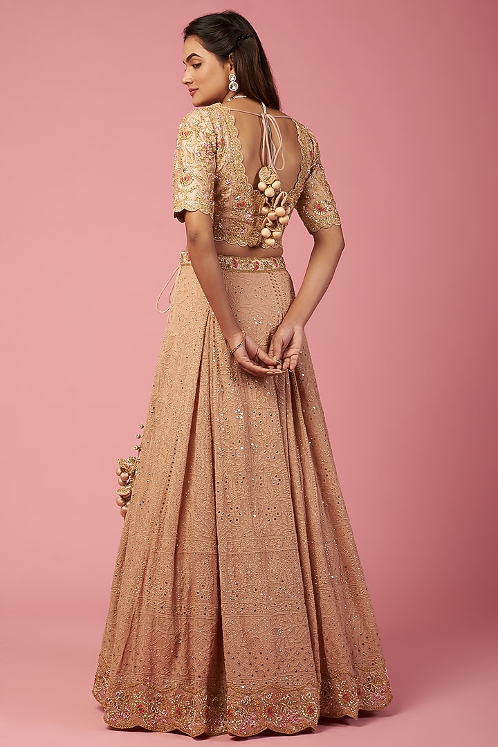 Beige Embroidered Wedding Lehenga Set by SURBHI SHAH at Pernia's Pop Up Shop