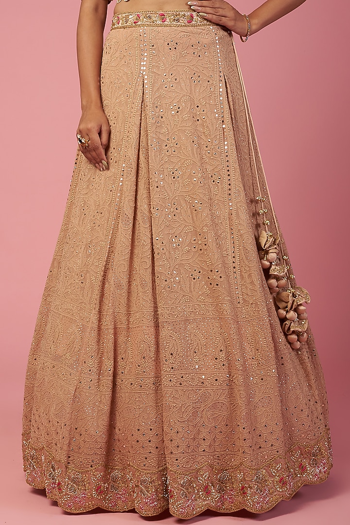 Beige Embroidered Wedding Lehenga Set by SURBHI SHAH at Pernia's Pop Up Shop