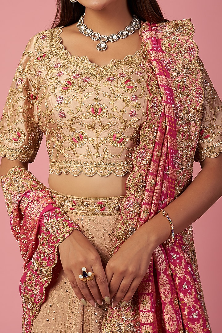 Beige Embroidered Wedding Lehenga Set by SURBHI SHAH at Pernia's Pop Up Shop