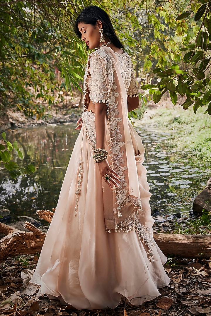 Ivory Organza Wedding Lehenga Set by SURBHI SHAH at Pernia's Pop Up Shop