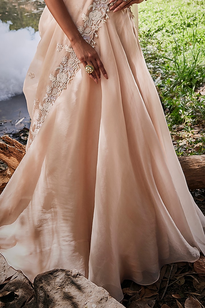 Ivory Organza Wedding Lehenga Set by SURBHI SHAH at Pernia's Pop Up Shop