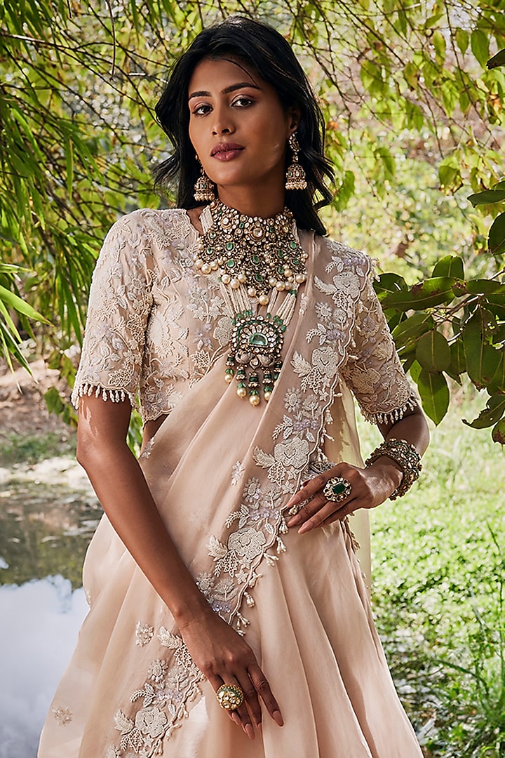 Ivory Organza Wedding Lehenga Set by SURBHI SHAH at Pernia's Pop Up Shop