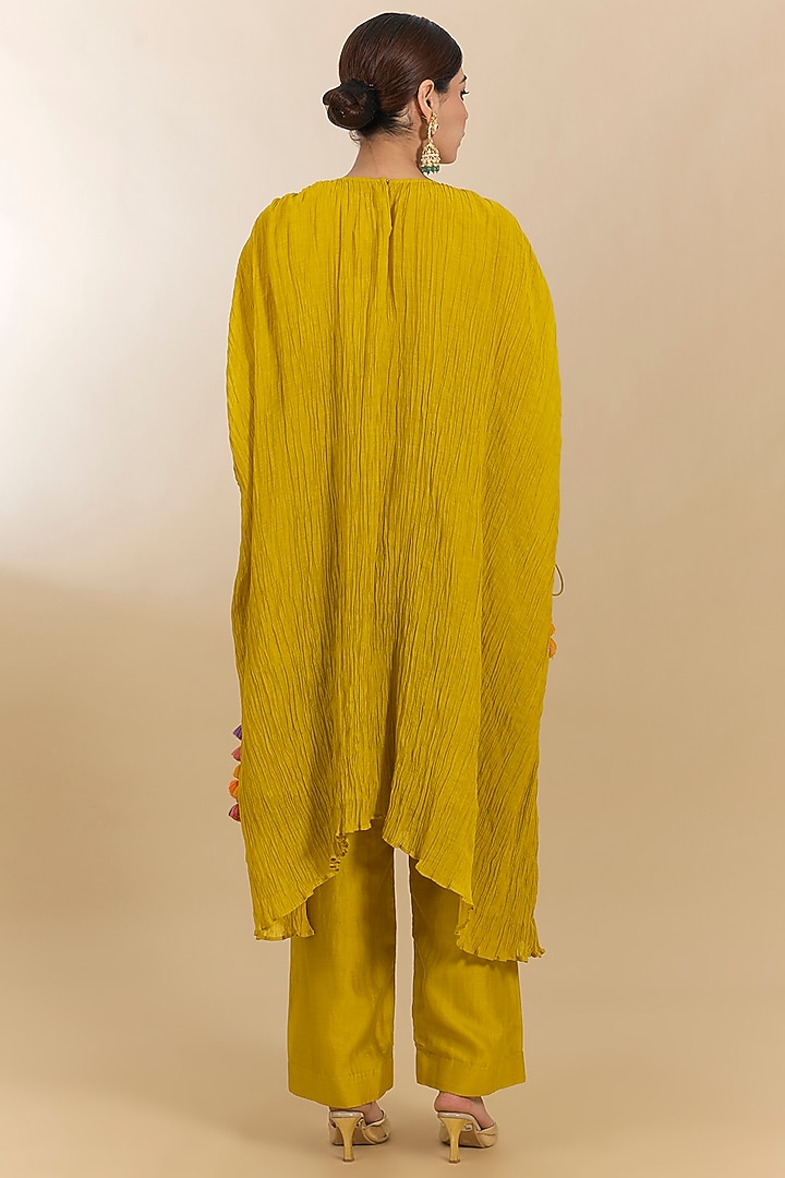Lime Chanderi Marori Work Kaftan Set by Surbhi Shah at Pernia's Pop Up Shop