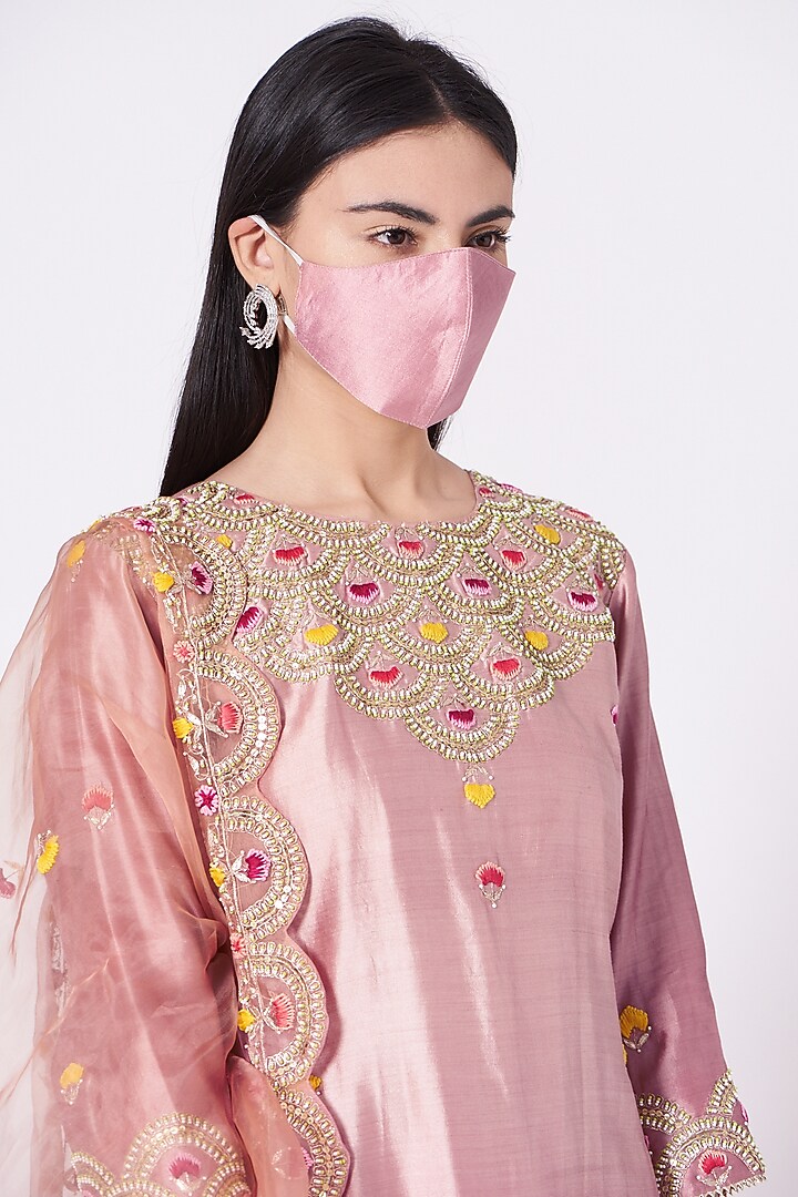 Rose Gold Pure Silk Wedding Sharara Set by SURBHI SHAH at Pernia's Pop Up Shop