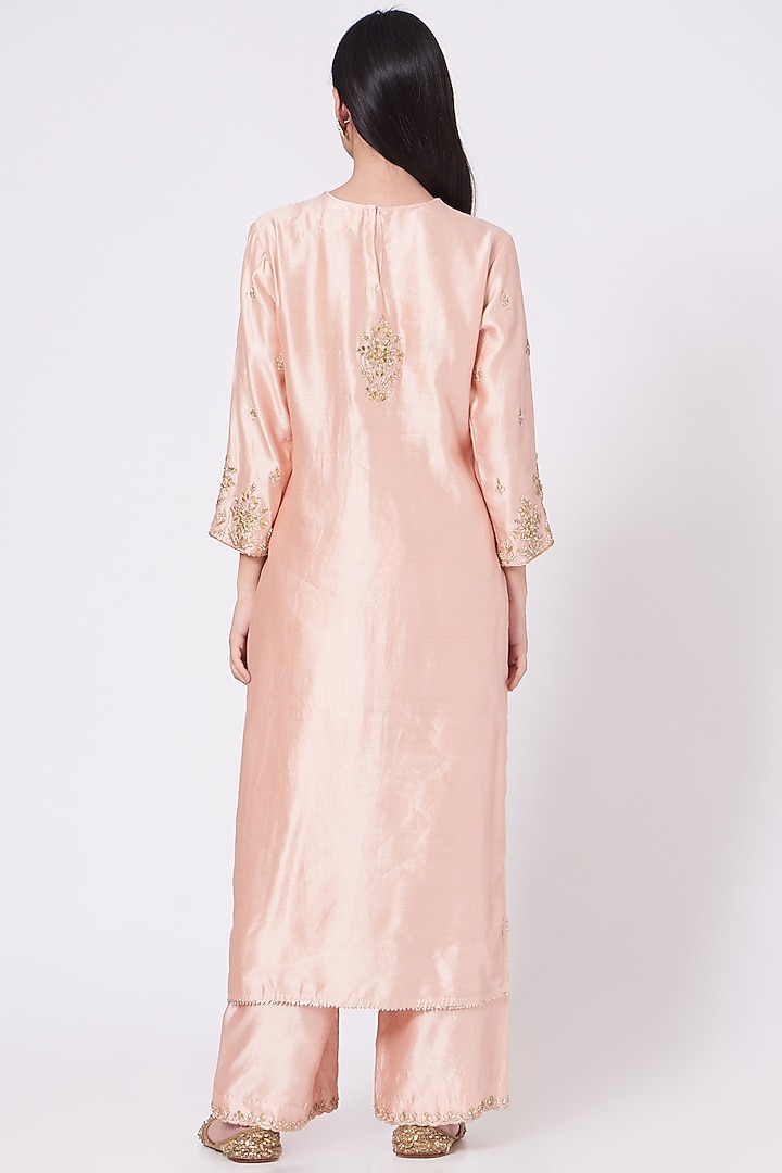Rose Gold Hand Embroidered Kurta Set by SURBHI SHAH at Pernia's Pop Up Shop