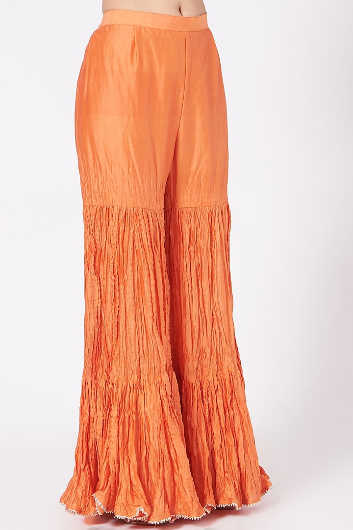 Orange Chanderi Wedding Sharara Set by SURBHI SHAH at Pernia's Pop Up Shop