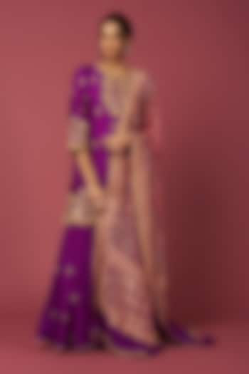 Purple Silk Sharara Set by SURBHI SHAH at Pernia's Pop Up Shop