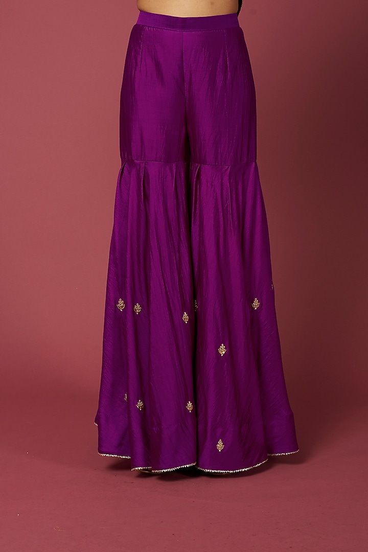 Purple Silk Wedding Sharara Set by SURBHI SHAH at Pernia's Pop Up Shop