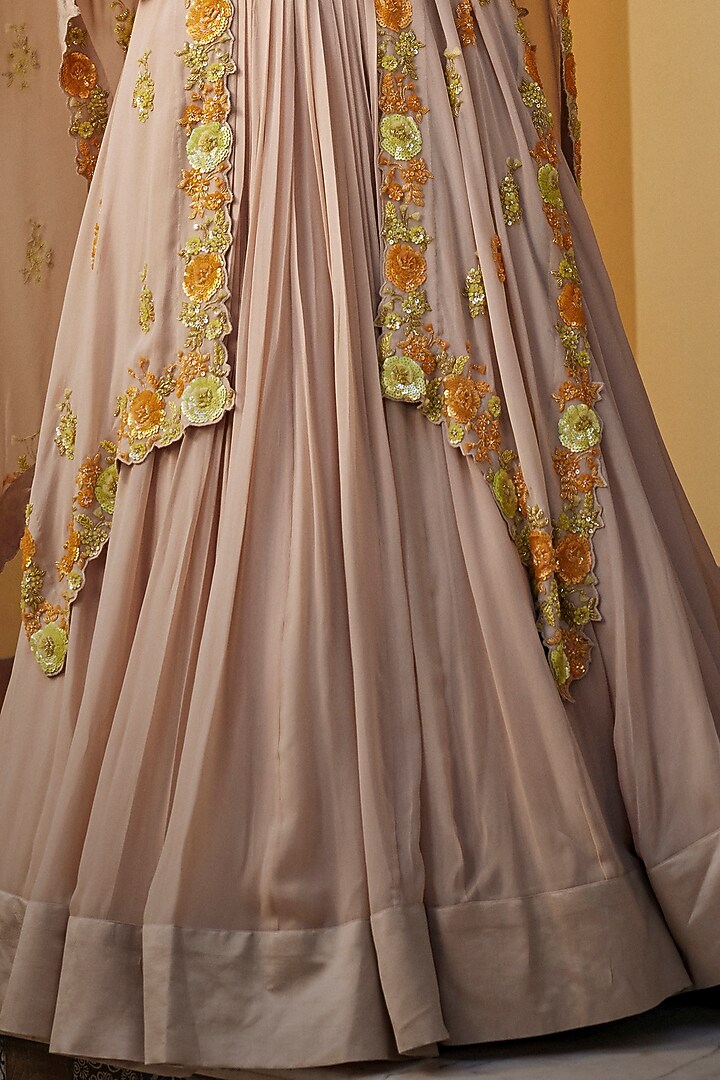 Silver Georgette Sequins Work Cape Set by SURBHI SHAH at Pernia's Pop Up Shop