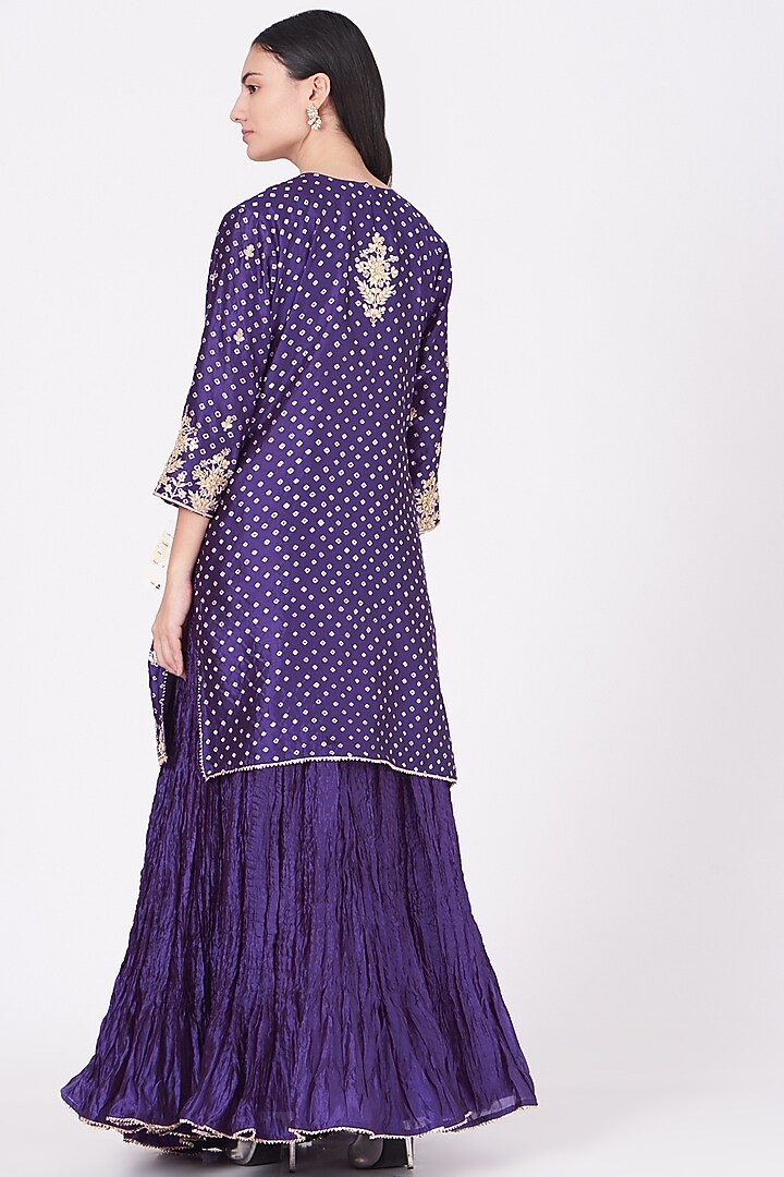 Purple Pure Kora Silk Wedding Sharara Set by SURBHI SHAH at Pernia's Pop Up Shop