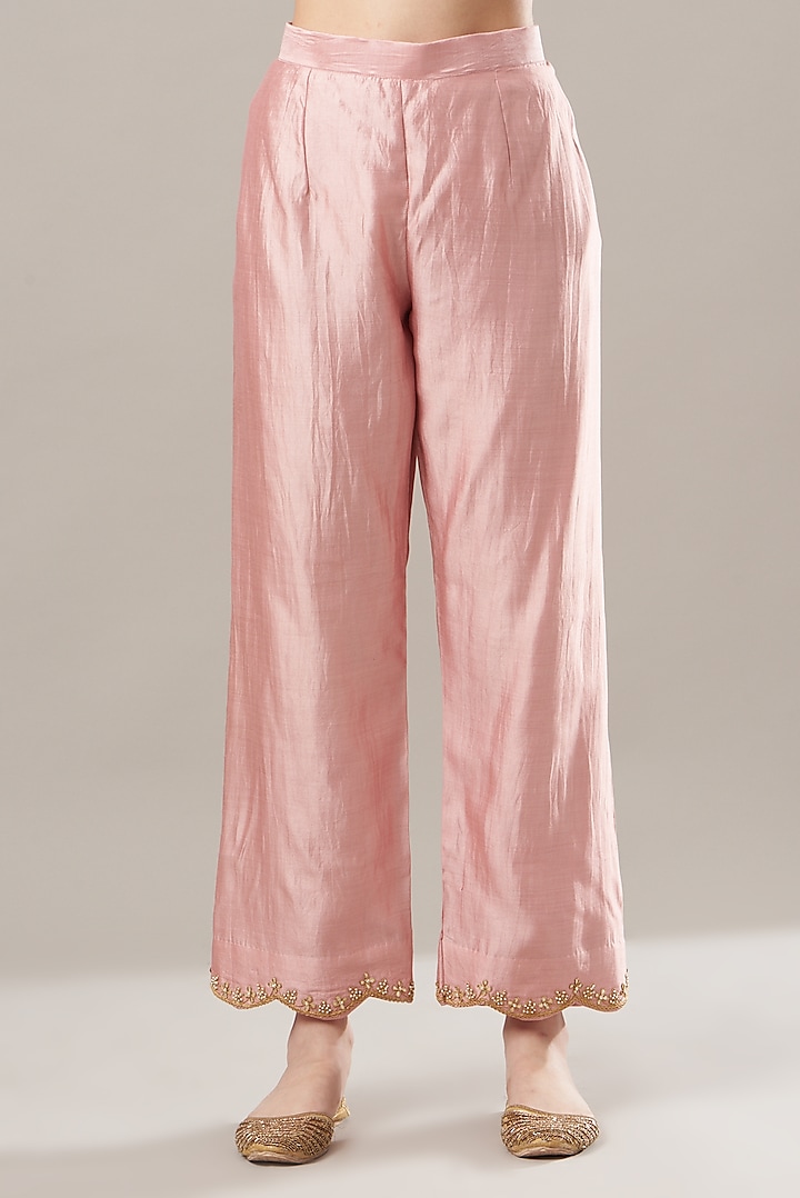 Rose Gold Embroidered Kurta Set by SURBHI SHAH at Pernia's Pop Up Shop