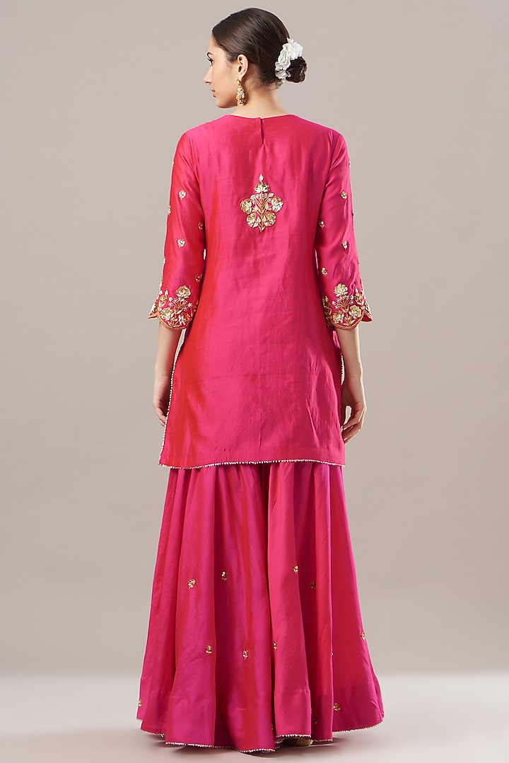 Red Silk Wedding Sharara Set by SURBHI SHAH at Pernia's Pop Up Shop