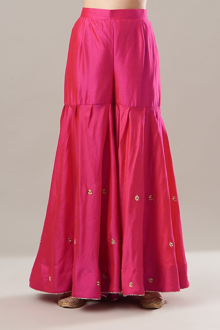 Red Silk Wedding Sharara Set by SURBHI SHAH at Pernia's Pop Up Shop