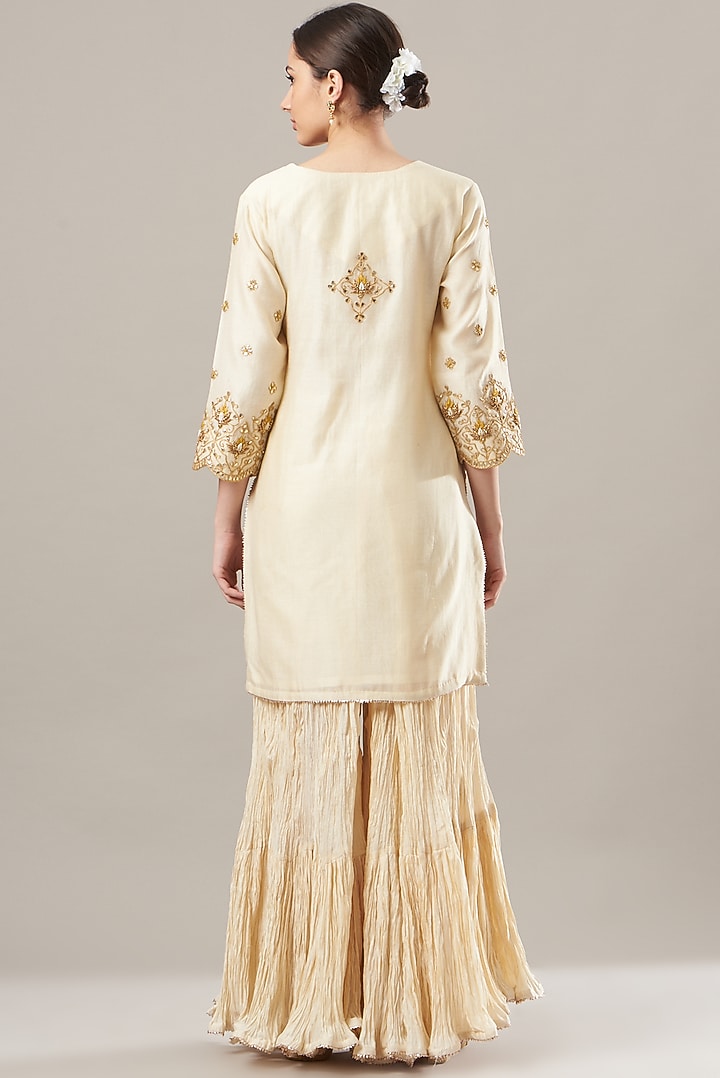 Off-White Crush Wedding Sharara Set by SURBHI SHAH at Pernia's Pop Up Shop