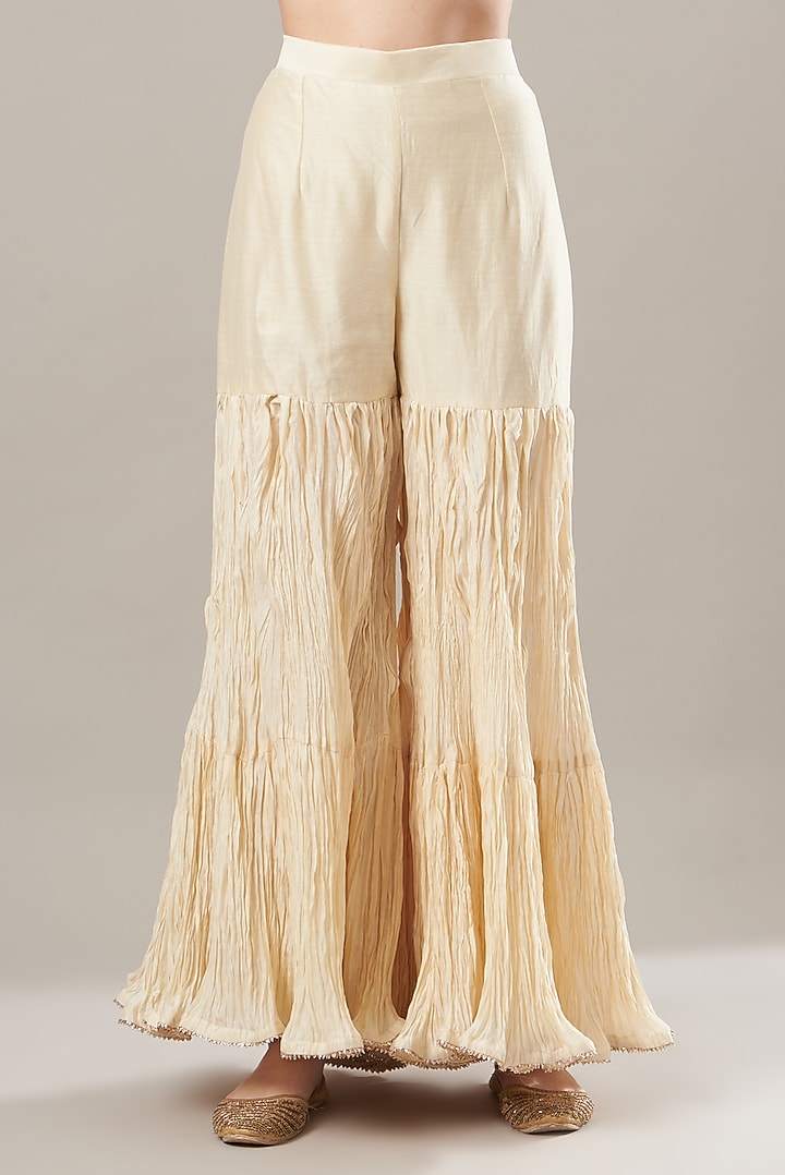 Off-White Crush Wedding Sharara Set by SURBHI SHAH at Pernia's Pop Up Shop