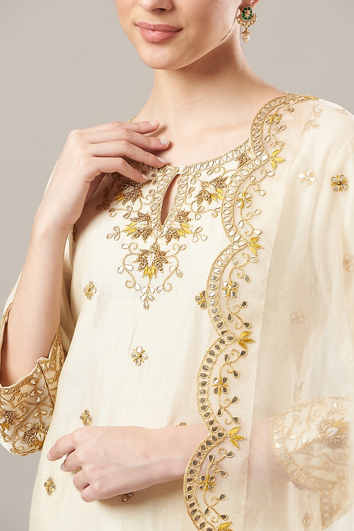 Off-White Crush Wedding Sharara Set by SURBHI SHAH at Pernia's Pop Up Shop