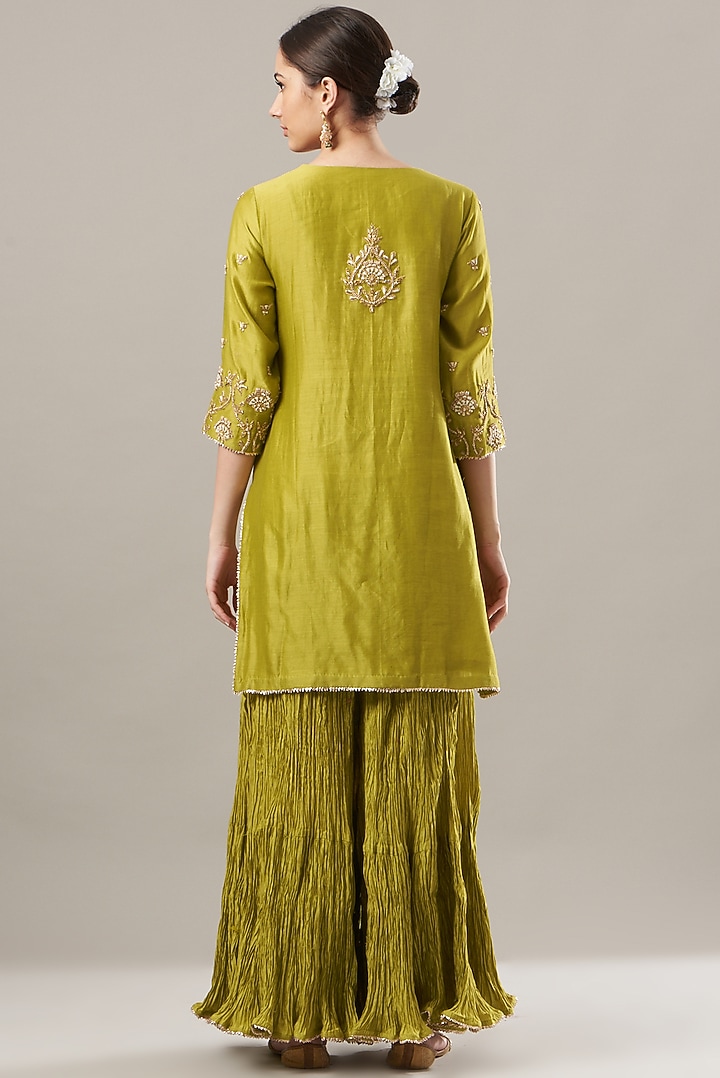 Green Crush Wedding Sharara Set by SURBHI SHAH at Pernia's Pop Up Shop