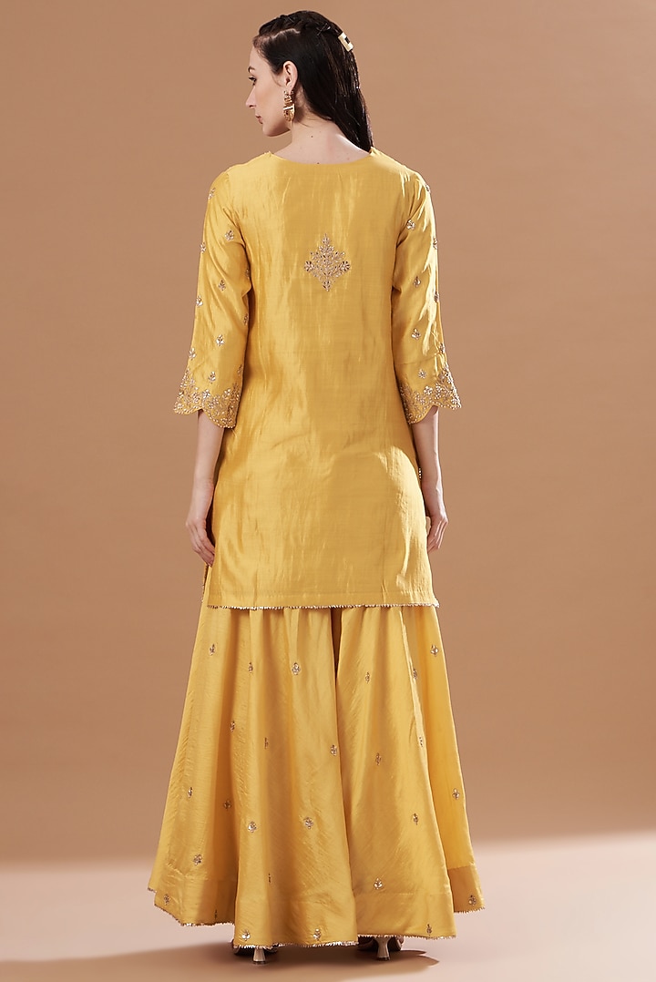 Buttery Yellow Silk Wedding Sharara Set by SURBHI SHAH at Pernia's Pop Up Shop