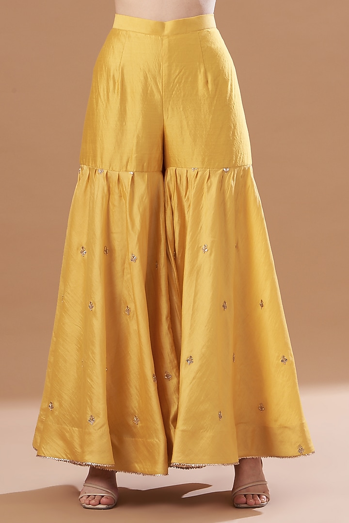 Buttery Yellow Silk Wedding Sharara Set by SURBHI SHAH at Pernia's Pop Up Shop