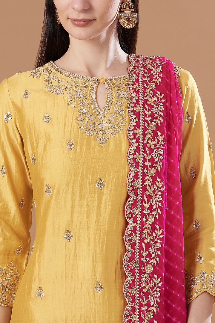 Buttery Yellow Silk Wedding Sharara Set by SURBHI SHAH at Pernia's Pop Up Shop