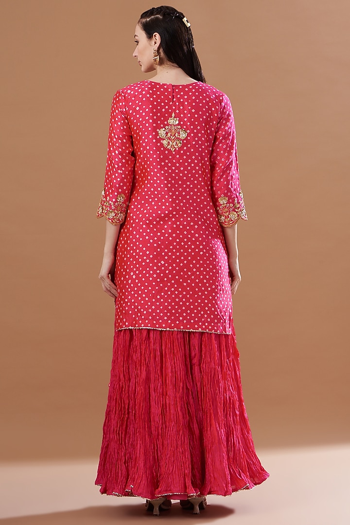 Red Silk Crush Skirt Set by SURBHI SHAH at Pernia's Pop Up Shop