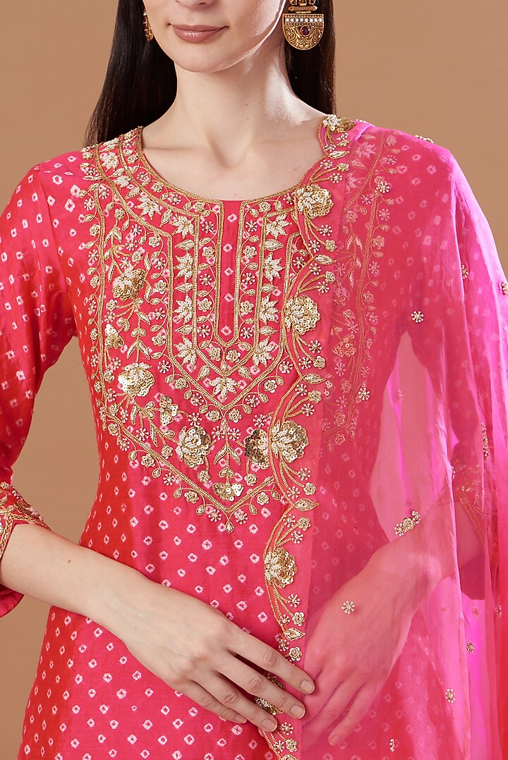 Red Silk Crush Skirt Set by SURBHI SHAH at Pernia's Pop Up Shop