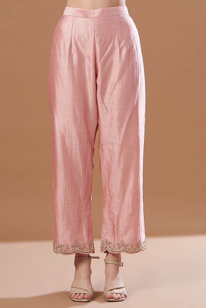 Light Pink Embroidered Kurta Set by SURBHI SHAH at Pernia's Pop Up Shop