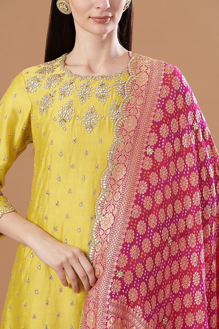 Yellow Silk Wedding Sharara Set by SURBHI SHAH at Pernia's Pop Up Shop