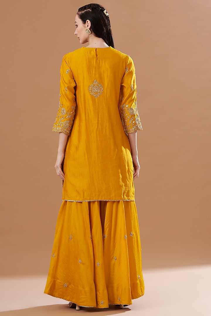 Mango Yellow Silk Wedding Sharara Set by SURBHI SHAH at Pernia's Pop Up Shop