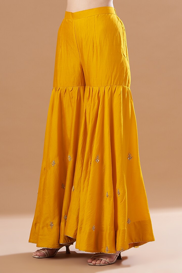 Mango Yellow Silk Wedding Sharara Set by SURBHI SHAH at Pernia's Pop Up Shop