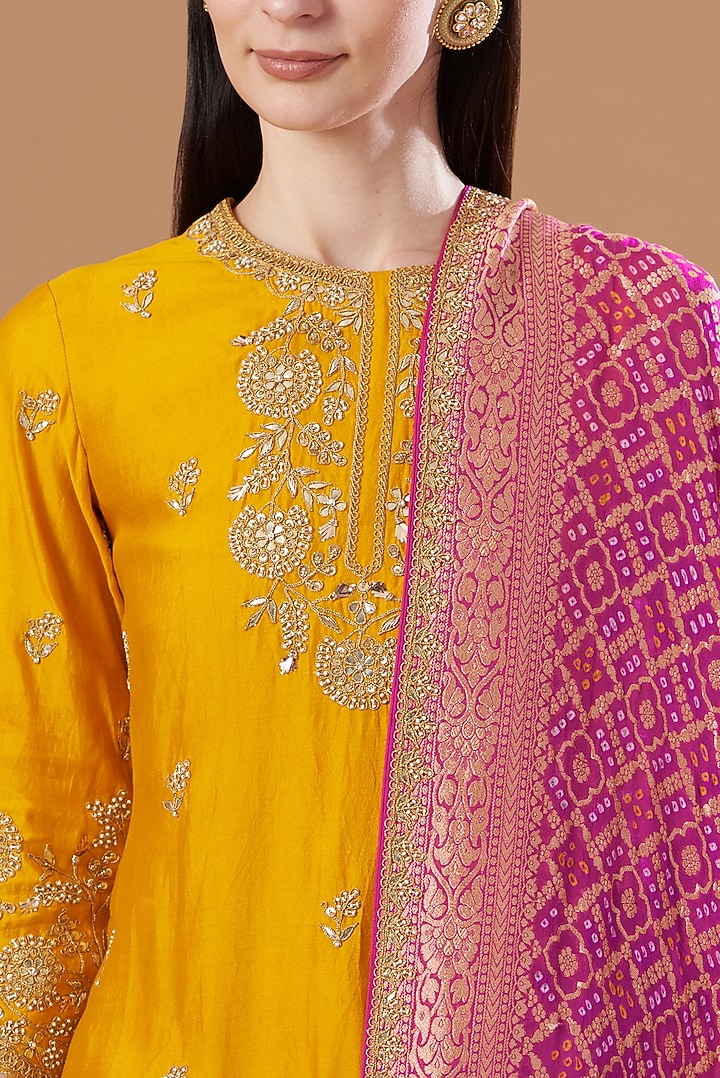 Mango Yellow Silk Wedding Sharara Set by SURBHI SHAH at Pernia's Pop Up Shop